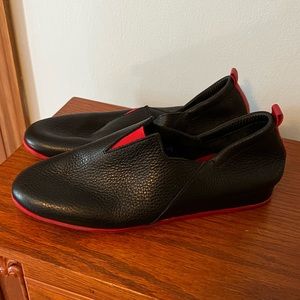 Arche Leather Slip-ons, Black and Red Sport Loafers, Super Comfortable, Size 37